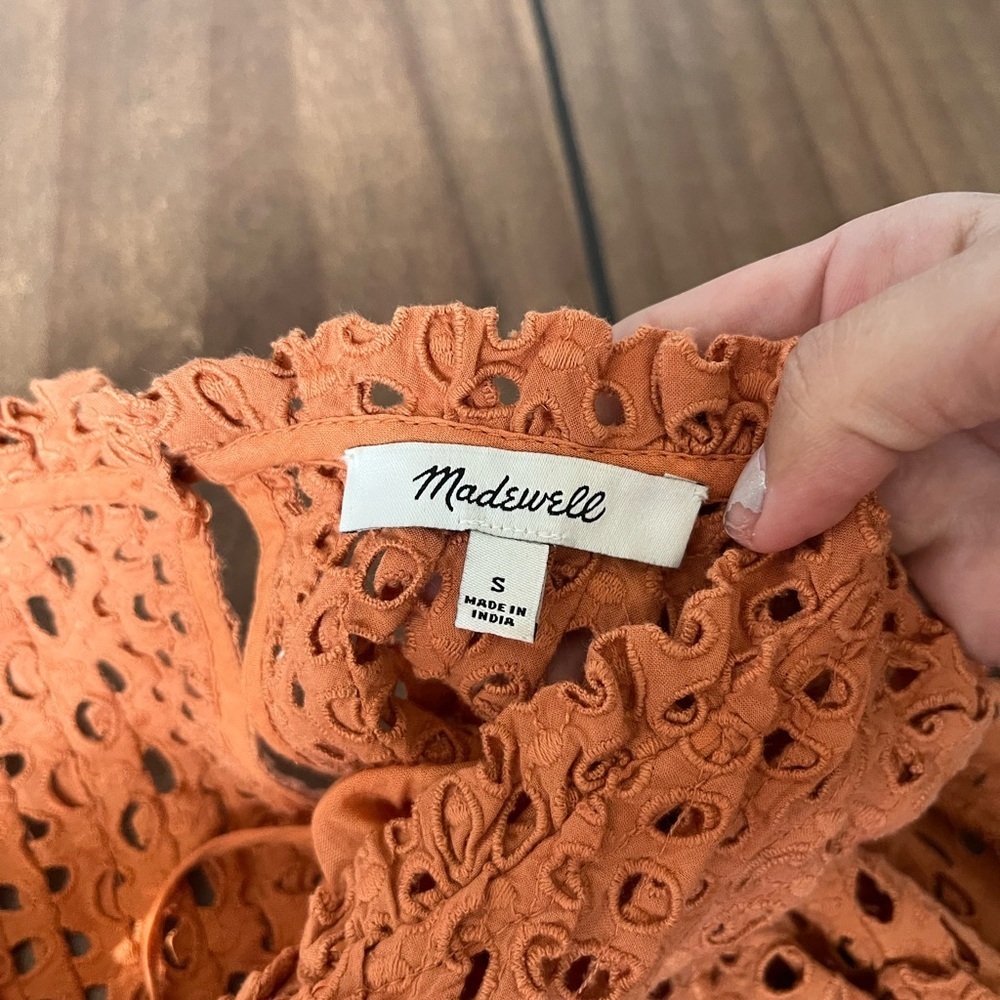 NWOT madewell pintuck mini dress burnt orange small - Picture 5 of 5